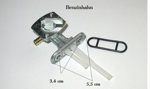 Benzinhahn linker oder rechter Auslass